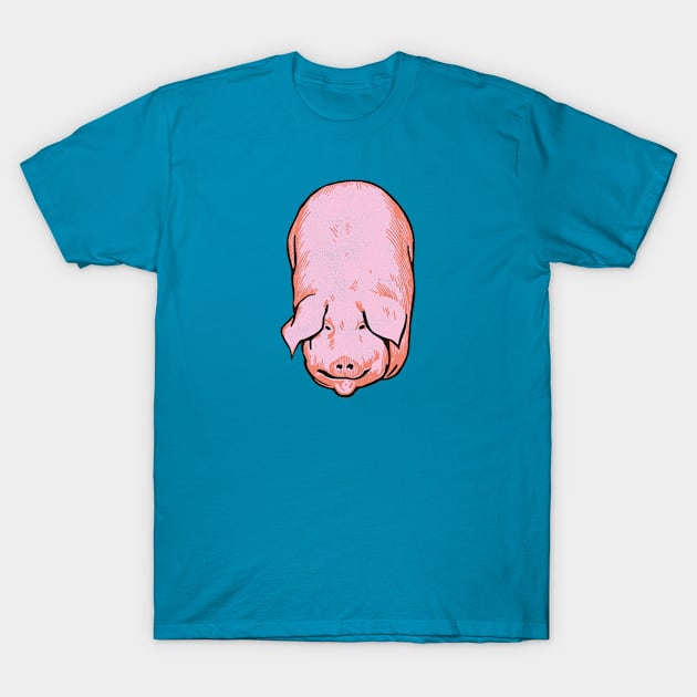 Happy Pretty in Pink Pig Smiling T-Shirt by Peadro